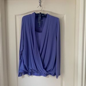 Pretty Blue Soft Surroundings Draped Blouse